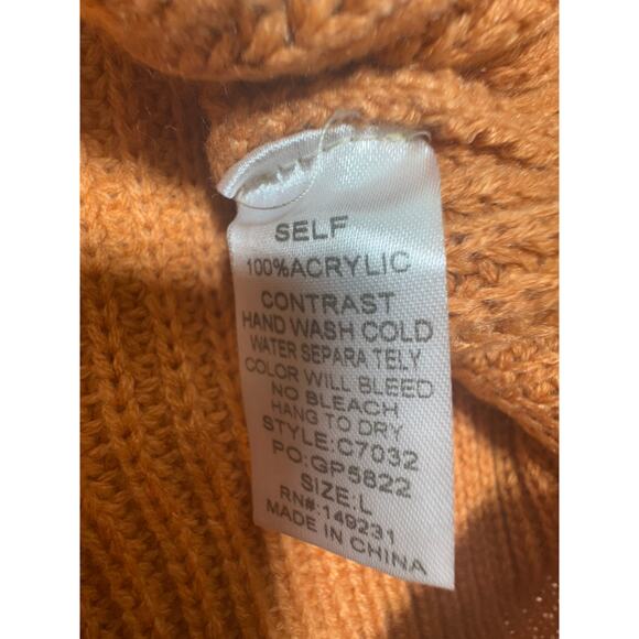 Olive & Leaf Womens Sz Large Cropped Knit Long Sleeve Sweater Rust Oversized - Picture 5 of 8